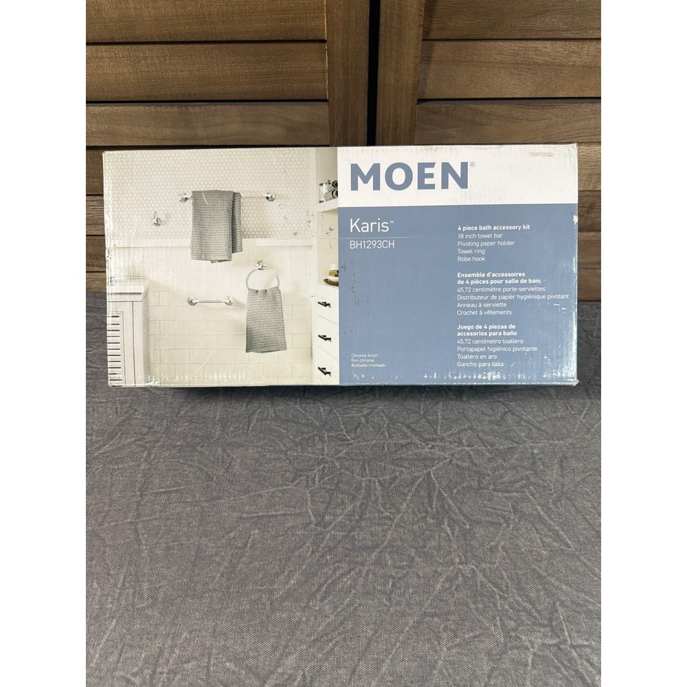 Moen Bath Accessory Kit Karis BH1293CH Chrome 4 Piece Set NEW
